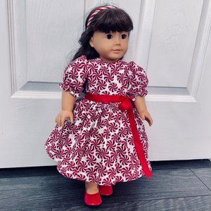 Doll Clothes Christmas Red Candy Dress fits American Girl and 18” Dolls